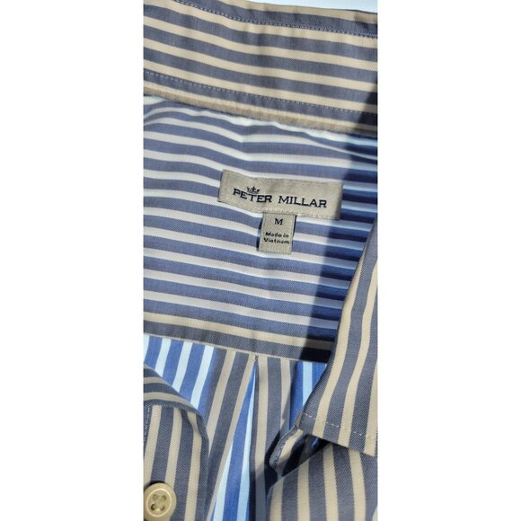 Peter Millar Shirt Mens Medium Striped Long Sleeve Button Down Preppy Blemish - Picture 6 of 10